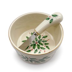 Antique 레녹스 홀리데이 소스 보울과 스프레더 세트 크리스마스 파티그릇, 1개