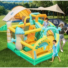 대형 에어바운스 트램폴린 집콕놀이 실내 마당 옥상 글램핑장 캠핑장 놀이시설 휴게실 체육 풍선 슬라이드 홈 놀이터 스포츠 야외 완구 트램폴린 소형 실내용 풍선 놀이성 미끄럼틀 포함, 1개, 72057 유니콘 성 포함 부품