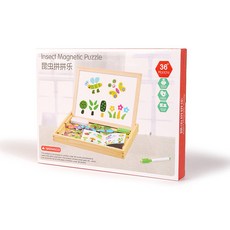 木丸子 磁性畫板 拼拼樂 兒童益智多功能磁性拼圖畫板, 昆蟲拼拼樂, 1個