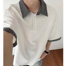 M-5XL 拼接上衣 翻領上衣 polo短袖 有領短袖 撞色上衣 polo上衣 韓系上衣 男生上衣 男polo衫 t恤男