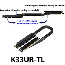 PCIE 5.0 x16 to x16 그래픽 카드 연장 케이블 GPU 512G 섀시 서버용 NVIDIA RTX50 AMD RX79xx 듀얼 리버스, 04 0.6미터, 02 K33UR-TL