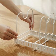 厨房碗架＆日式白色可伸縮鍋蓋架臺面坐式砧板架多功能廚房置物瀝水收納架, 1個, 單獨3條隔斷