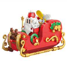 聖誕樹積木玩具，DIY拼裝益智積木，節慶裝飾創意禮品, 快樂雪橇, 1個