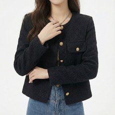 UPPERCUT 자체제작 여성 라운드넥 클래식 긴팔 트위드 자켓 빅사이즈