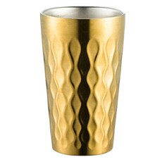 SoBuy 304 스테인리스 두꺼운 다이아몬드 무늬 물컵 450ml, 금, 1개