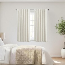 KOUFALL 106.7x106.7cm 롱 크림 베이지 백 탭 리넨 암막 커튼 143650