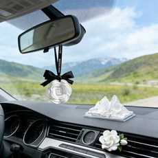 BIKASU 고급 차량용 석고 방향제 송풍구 차량용방향제 세트, 1세트, 흰색