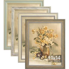 Vittanly27.9x35.6cm11x14인치사진액자4개세트 벽마운트용빈티지사진프레임 매트포함디스플레이20.3x25.4cm8x10인치사진또는매트없음 27.9120922, 11x14, 다양한 색상
