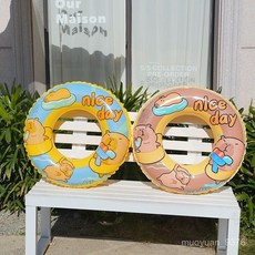 卡通遊泳圈充氣腋下圈印花加厚救生圈漂浮圈水上泳圈, 1個, 卡皮巴拉（藍色）,60#（適合2-4歲 20-50斤）