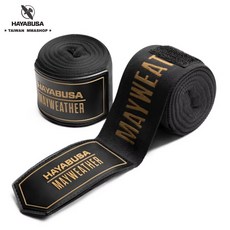 古川小夫 HAYABUSA 梅威瑟聯名4.5米手綁帶-黑金 拳擊護具-手綁帶 纏手帶 拳擊 泰拳 綁帶, 1個