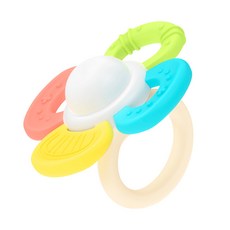 旋轉小花搖鈴固齒器 矽膠 寶寶固齒玩具 嬰兒手搖鈴, 實色款, 1個, 固齒器