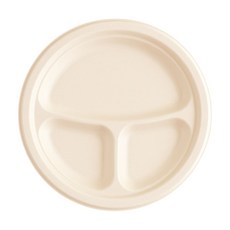 사탕수수 종이 일회용 접시 3칸 26cm, 1세트