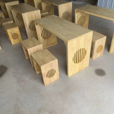 實木仿古中式書法桌國學桌：學生培訓班專用學習桌, 140*60*75一桌兩凳