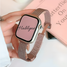 하블리네 애플워치 호환 슬림 자석 메탈 스트랩, 38/40/41mm, 로즈핑크