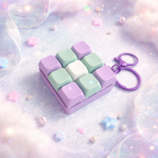 펫더월드 mbti 키보드키링 키캡 9구 딸깍이, 1개, 퍼플+그린믹스