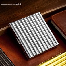 金屬煙盒 大容量 瓦楞卡槽設計 對開式 攜帶方便 抗壓防潮, 紳士銀 收藏加購優先發貨, 1個