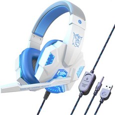스테레오 게이밍 헤드셋 ENC 노이즈 캔슬링 오버이어 헤드폰 마이크 포함 LED 조명 서라운드 PC PS5 PS4 Xbox One 스위치 노트북 휴대폰 화이트
