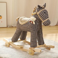 흔들목마 리틀타익스 말타기 체크무늬 흔들말 장난감, 포니 케빈+원목바퀴+워셔블