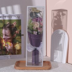 生活大獅 香皂花束禮盒 玫瑰香皂花 透明手提禮盒, 1個, 手提康乃馨款_紫色康乃馨