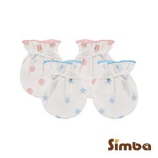 小獅王辛巴 極柔感印花紗布護手套 繫帶 藍/粉