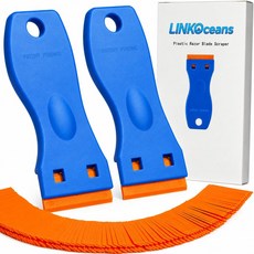 LINKOceans 2PCS 플라스틱 면도날 스크레이퍼 100개 - 3D 프린터 침대 유리 자동차 또는 윈도우 비 스크래치 청소 도구의 스티커 데칼 라벨 코르크 및 개스킷에 대한
