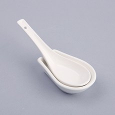 중식스픈 도자기숟가락 우동스픈 업소용그릇, 받침포함, 1세트