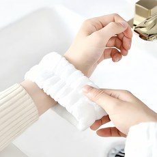 세안용 극세사 손목밴드 2P 세면 목걸이 조절 벨트 얼굴 수건 헤어 밴드 청소 용품 물