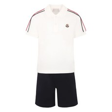 몽클레르 앙팡 로고 패치 폴로 앤 쇼츠 세트