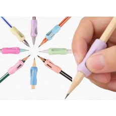 신나서상사 연필 그립 악필 교정 홀더8 연필2개 한세트, 1세트, 그린+핑크+블루+퍼플+라이트블루+옐로우+연핑크+아이보리