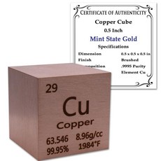 99.95% 순수 3.8cm(1.5인치) 마그네슘 큐브 - 정품 .서가 있는 요소 디자인 363536, Copper