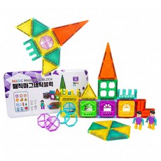키드팡 마그네틱 자석 블럭 타일 휴대용 메탈 케이스 30+2pcs, 1개
