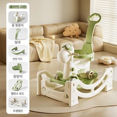 파워쇼퍼 흔들목마 목마 말 붕붕카 말장난감 말타기, 1개, 파이럿 흔들말 올리브그린 난간+푸시로드 포함