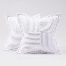 단색 스트라이프 쿠션 소파 등받이 쿠션 심플 허리 쿠션, 35*35cm/14*14인치 100g(베개솜 제외), 화이트