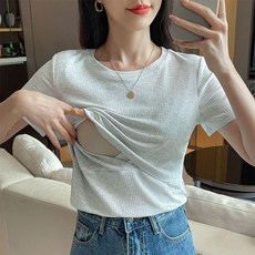 반팔수유티 여름 외출 임부복 모유 덮개형 티셔츠