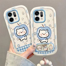 OPPO Find X9 防摔手機殼 鏡面支架手機保護殼, 1個, 白色-【藍蘋果狗】+白色掛鏈,OPPO Find X9