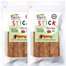 멍도락 국내산 수제간식 연어 시금치스틱 강아지 피부 모질 면역력 건강도움, 2개, 80g, 연어시금치