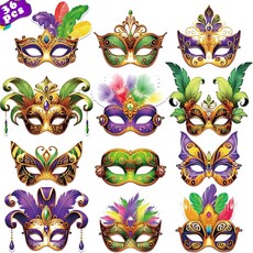 80 킴비 삼촌 56PCS 마디 그라 마스크 대량 세트: 파티 장식 카니발 선물 종이