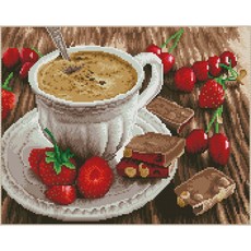 치프몰 40*50 캔버스형 보석십자수 재물 명화, 22. 커피한잔의 여유, 1개, 캔버스(도안)+기본도구