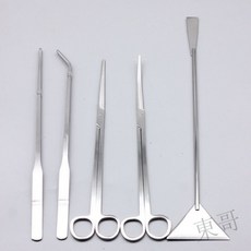 熱賣 不銹鋼水草夾水草剪工具架魚缸工具草缸工具套裝彎剪加長鑷子種植夾颳藻刀波浪剪S028, 1個