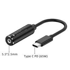 ​DC-USB C PD 65W 고속 충전 케이블 어댑터 변환기 유형 전원 잭 커넥터(MacBook 용) Lenovo Samsung Huawe, 09 5.5X2.5mm