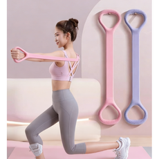 8字拉力器女 背部開背練肩練背神器 家用瑜伽拉伸帶 硅膠加粗彈力繩阻力帶 開背器 拉力器 阻力帶, 魅力紫, 1個