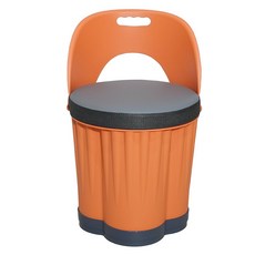 천하퍼니처 360도 회전 클로버 등받이 바퀴 수납의자, 1개, 오렌지/그레이/그레이