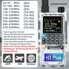 TIDRADIO H3 Plus 워키토키 듀얼 PTT 에어밴드 장거리 라디오 무선 프로그래밍 USB Type-C 케이블 및 충전, 02 미국인, 01 China Mainland, 01 1PACK Crystal