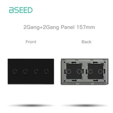 BSEED 벽 조명 스위치 유리 패널 부품 화이트 터치 기능 프랑스 USB C 소켓 전원 콘센트 휴대폰, 01 220V용, 05 2G 2G Panel157mm