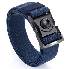 全閤金休閒彈力帆布戰術腰帶男軍迷用作訓戶外工裝布褲帶保安皮帶, 藍色-(彈力), 1個