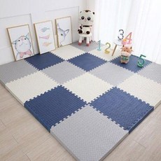 두꺼운 놀이매트 퍼즐매트 어린이 방 바닥매트 층간소음 방지, 1개, 화이트+그레이+네이비블루