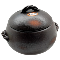 日本製萬古燒七合炊飯鍋燉鍋沙鍋土鍋 - 家庭料理必備, 1個, 24cm, 黑