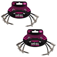 ERNIE BALL 플랫 리본 패치 케이블 15.2CM(6인치) 길이 세트 블랙 2개 P06221 7.6X5.1CM(3X2인치)