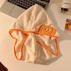 可愛蔬菜造型乾髮帽 珊瑚絨吸水速乾浴帽, 1個, 橙色幹發帽[迎南而上]