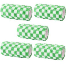 치프몰 반려동물 자가접착 신발 붕대 5개입, 10cm 체크 그린